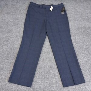 Banana Republic Pants Mens 36x30 Navy Blue Plaid Slim Fit Rayon Stretch Career